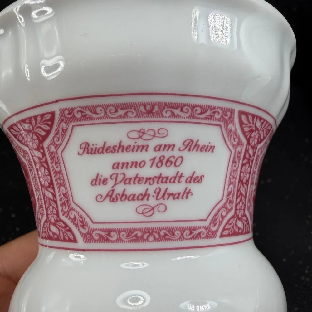 Heinrich Germany Porcelain Vase Pink White Scenic Transferware Castle 4.5Inch